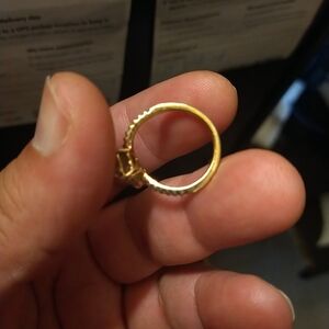 Pandora Ring Gold Over Silver, Double Heart Zirconia Size 7.5